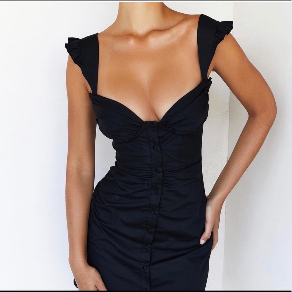 House of CB “Girl Crush” Black Cap Sleeve Mini Dress